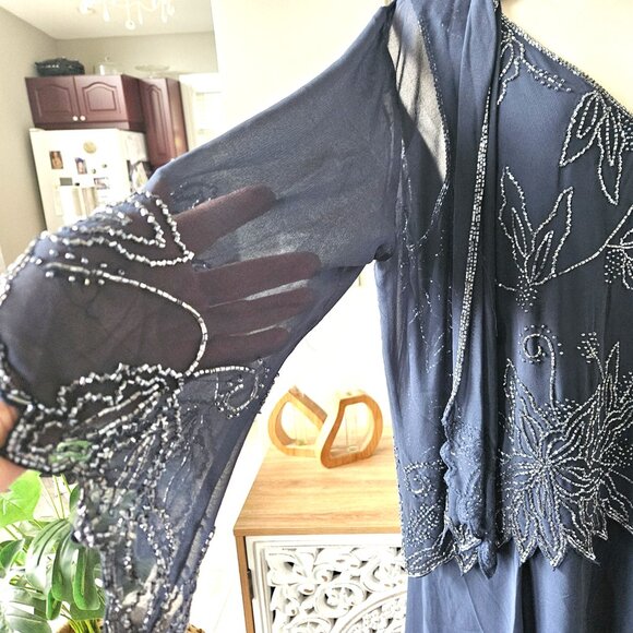 NWT J Kara Beaded Gown with Sheer Jacket, sz 18 - Picture 15 of 15